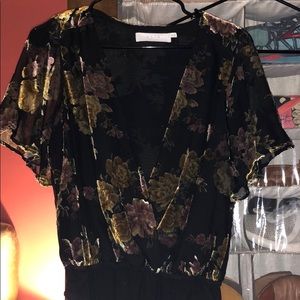 Super cute Velvet leotard with floral pattern